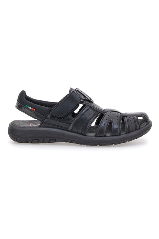 Črni usnjeni sandali Fisherman Marina Militare 1680