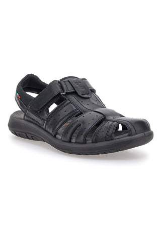 Črni usnjeni sandali Fisherman Marina Militare 1680