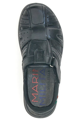 Črni usnjeni sandali Fisherman Marina Militare 1680