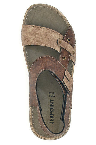 Rjave sandale z zapenjanjem na velcro in nastavljivim trakom Jerpoint 8018