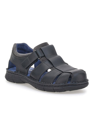 Črni usnjeni sandali Fisherman Pittarello Eco 7402