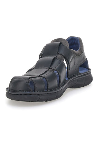 Črni usnjeni sandali Fisherman Pittarello Eco 7402