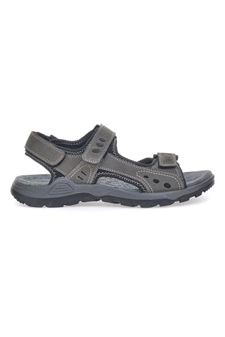Sivi sandali iz pravega usnja z velcro zaponko Fly Dynamic FD11