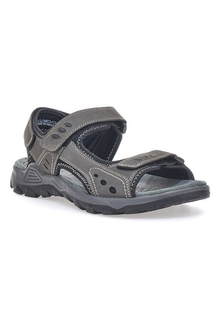 Sivi sandali iz pravega usnja z velcro zaponko Fly Dynamic FD11