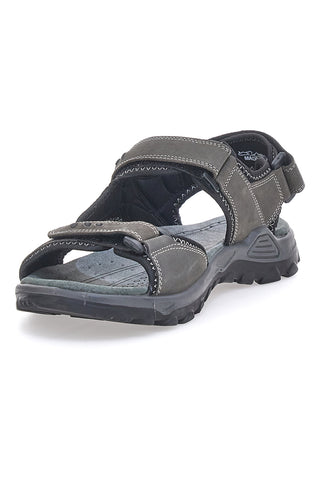 Sivi sandali iz pravega usnja z velcro zaponko Fly Dynamic FD11