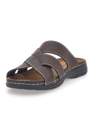 Ciabatte marroni con fasce incrociate comfort Jerpoint 609PSSK