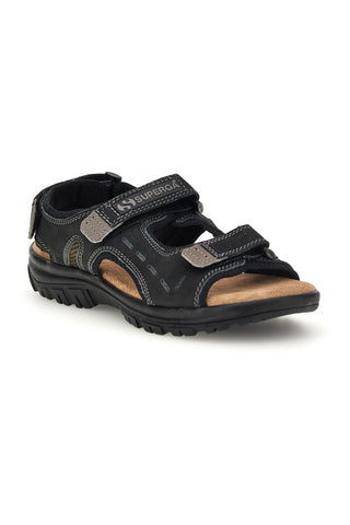 Superga črni usnjeni sandali S86U292