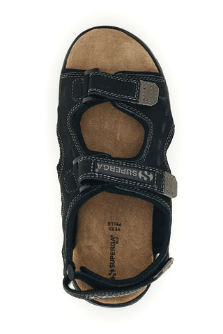 Superga črni usnjeni sandali S86U292