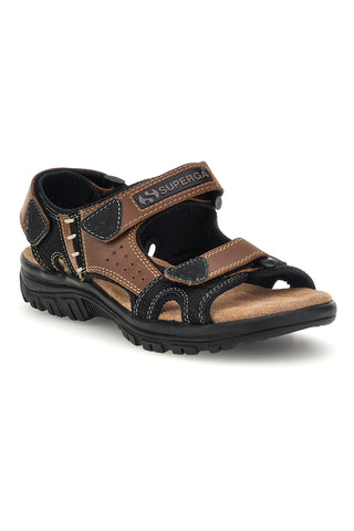 Rjavi usnjeni sandali Superga S86U545