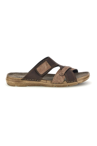 Rjavi copati z velcro in vložkom iz pravega usnja Jerpoint 8013PSSK