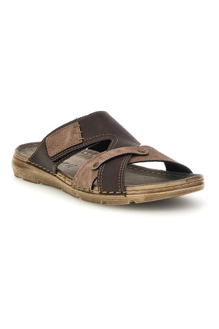Rjavi copati z velcro in vložkom iz pravega usnja Jerpoint 8013PSSK