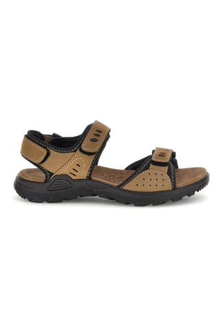 Sandali iz naravnega usnja v barvi taupe z velcro zaponkami Fly dynamic FD10