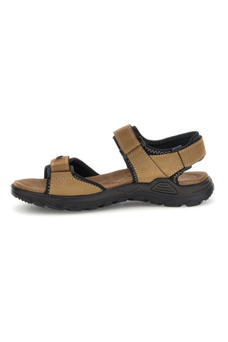Sandali iz naravnega usnja v barvi taupe z velcro zaponkami Fly dynamic FD10