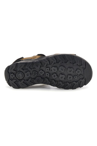Sandali iz naravnega usnja v barvi taupe z velcro zaponkami Fly dynamic FD10