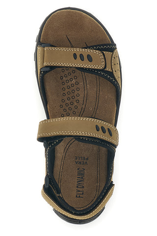 Sandali iz naravnega usnja v barvi taupe z velcro zaponkami Fly dynamic FD10