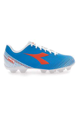 Nogometni čevlji s fiksnimi čepki, modri z oranžnim logotipom Diadora Pichichi 6 Md Jr