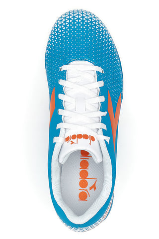 Nogometni čevlji s fiksnimi čepki, modri z oranžnim logotipom Diadora Pichichi 6 Md Jr