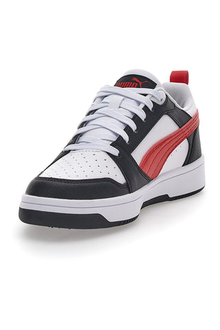 Bele superge z rdečim trakom na strani Puma Rebound V6 LO JR