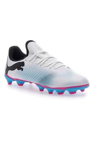 Bele nogometne čevlje z modrimi čepki Puma Future 7 Play FG/AG JR