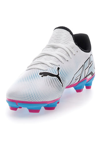 Bele nogometne čevlje z modrimi čepki Puma Future 7 Play FG/AG JR