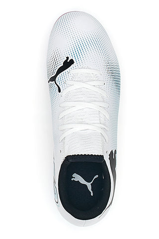Bele nogometne čevlje z modrimi čepki Puma Future 7 Play FG/AG JR