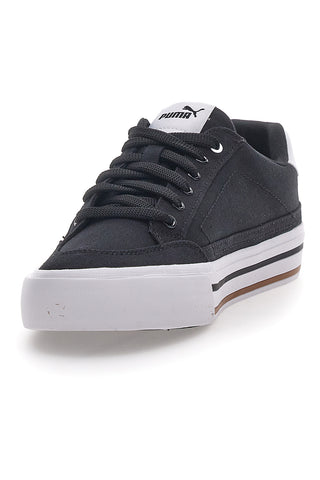 Črni in beli platneni športni copati Puma Court Classic Vulc Fs