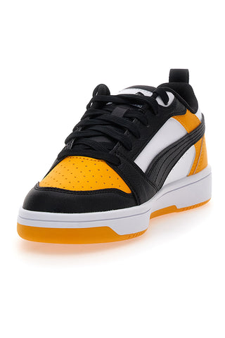 Rumene in črne superge z vezalkami Puma Rebound V6 Lo Jr