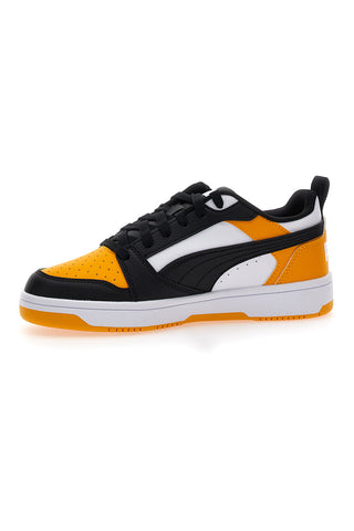 Rumene in črne superge z vezalkami Puma Rebound V6 Lo Jr