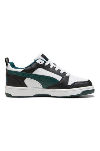 Črni, beli in zeleni športni copati Puma Rebound V6 Low Jr