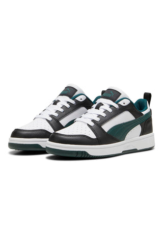 Črni, beli in zeleni športni copati Puma Rebound V6 Low Jr