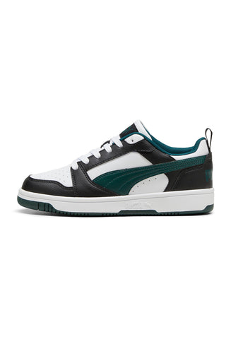 Črni, beli in zeleni športni copati Puma Rebound V6 Low Jr