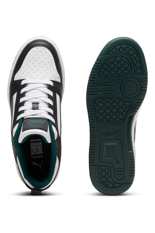 Črni, beli in zeleni športni copati Puma Rebound V6 Low Jr