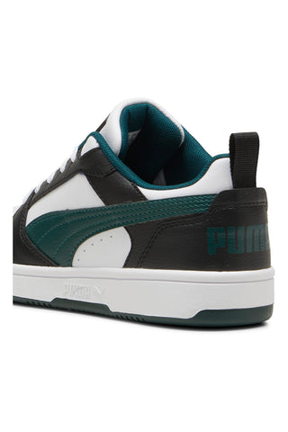 Črni, beli in zeleni športni copati Puma Rebound V6 Low Jr