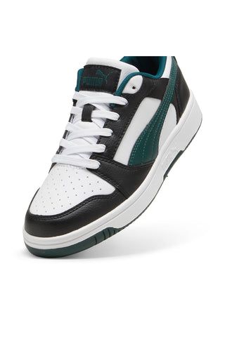 Črni, beli in zeleni športni copati Puma Rebound V6 Low Jr