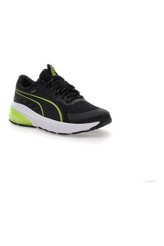 Črni, beli in limetno zeleni tekaški copati Puma Cell Glare Jr