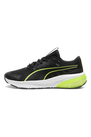 Črni, beli in limetno zeleni tekaški copati Puma Cell Glare Jr