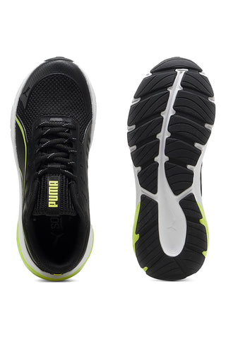 Črni, beli in limetno zeleni tekaški copati Puma Cell Glare Jr
