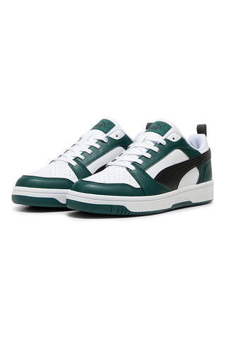 Črni, beli in zeleni športni copati Puma Rebound V6 Low