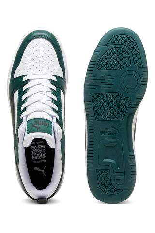 Črni, beli in zeleni športni copati Puma Rebound V6 Low