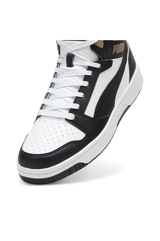 Visoke bele superge s črnimi in bež detajli Puma Rebound V6 Mid 39232622