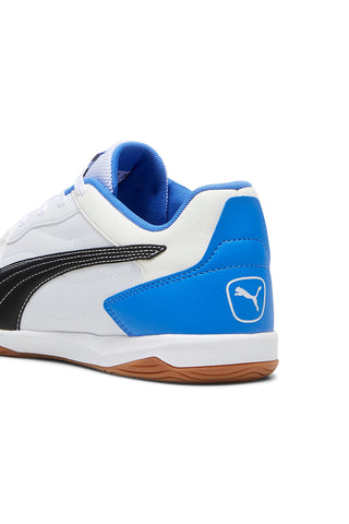 Bele nogometne čevlje z črnimi in modrimi detajli Puma Pressing IV