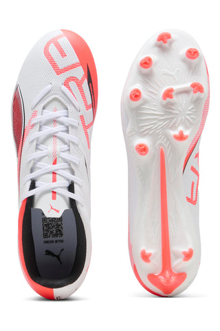 Bele in rdeče nogometne čevlje s čepki Puma ULTRA 5 PLAY FG/AG