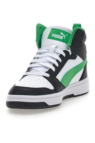 Mid-Cut superge z zračnim zgornjim delom Puma REBOUND V6 MID JR črne in zelene