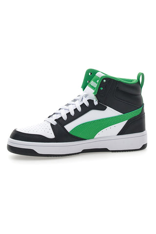 Mid-Cut superge z zračnim zgornjim delom Puma REBOUND V6 MID JR črne in zelene