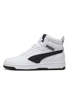 Bele superge Mid-Cut s črnimi detajli Puma Rebound V6 Mid Jr