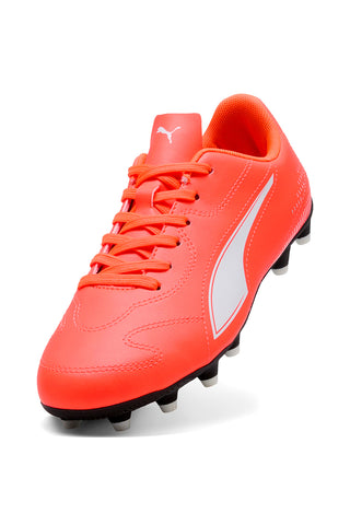 Oranžni nogometni čevlji z belim logotipom Puma Vitoria II FG/AG Jr