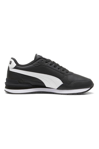 Črni usnjeni športni copati z belim logotipom Puma ST Runner v4 L