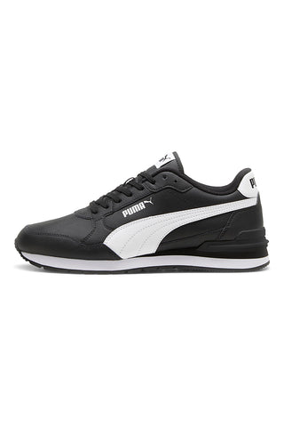 Črni usnjeni športni copati z belim logotipom Puma ST Runner v4 L