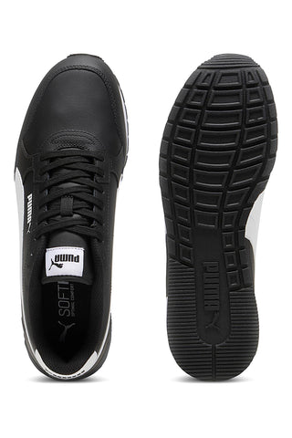 Črni usnjeni športni copati z belim logotipom Puma ST Runner v4 L