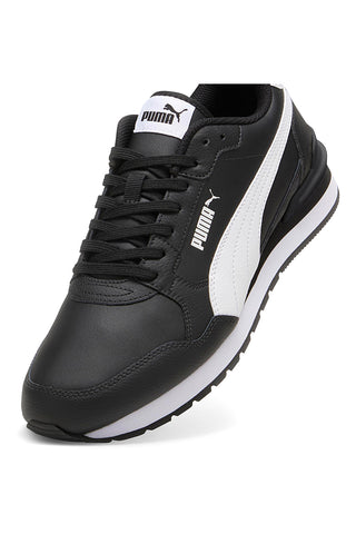 Črni usnjeni športni copati z belim logotipom Puma ST Runner v4 L